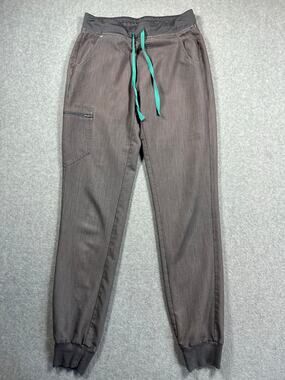 FIGS Zamora Jogger Scrub Pants Women's Est. XS/S Gray Drawstring Side Zip